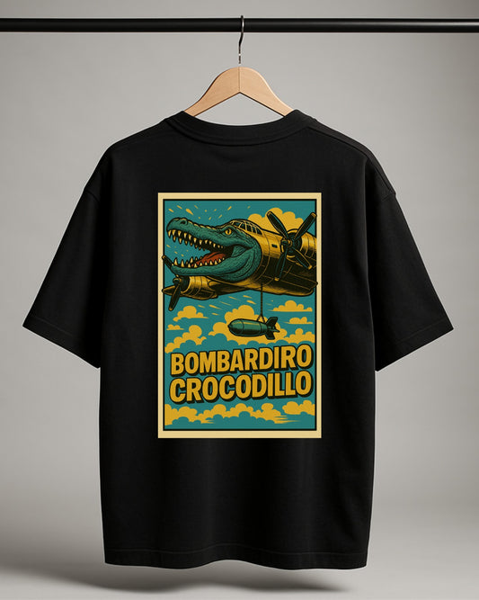 Sırt Baskılı "Bombardiro Crocodillo" Oversize T-Shirt