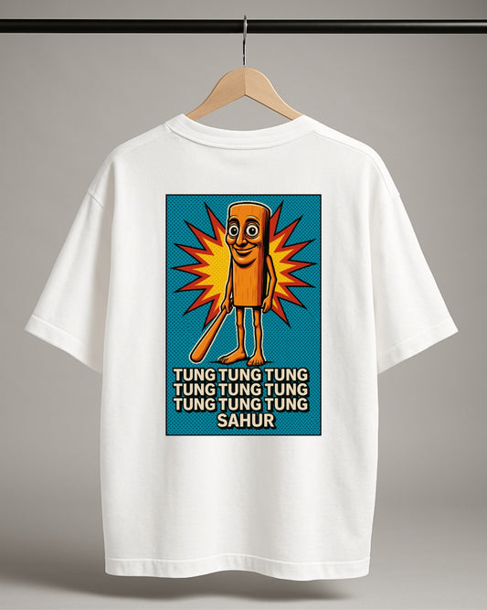 Sırt Baskılı "Tung Tung Tung Sahur" Oversize T-Shirt
